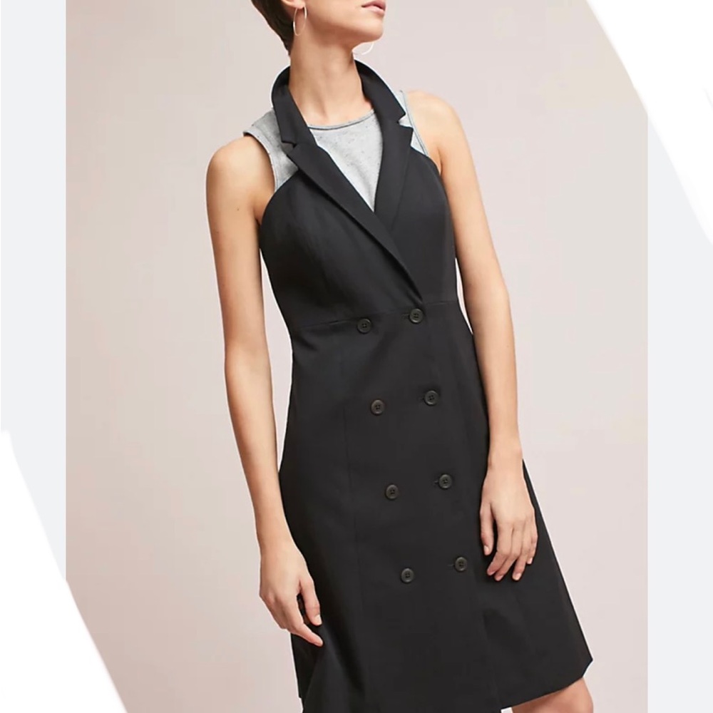 ANTHROPOLOGY + MAEVE Loretta Vest Tuxedo Black & Gray Sleeveless Dress, Size 12